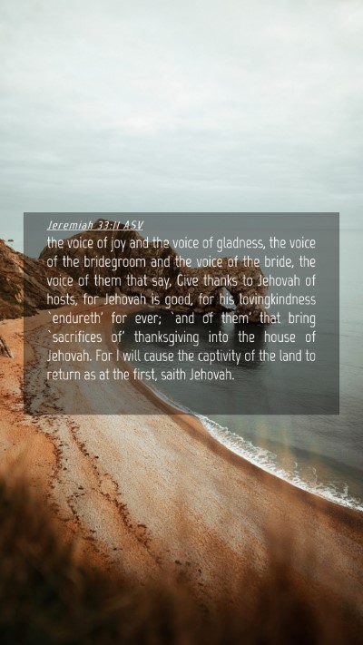 Picture 04 - Jeremiah 33:11 ASV Mobile Phone Wallpaper - the voice of joy and the voice of gladness, the - Mobile Bible Verse Wallpaper