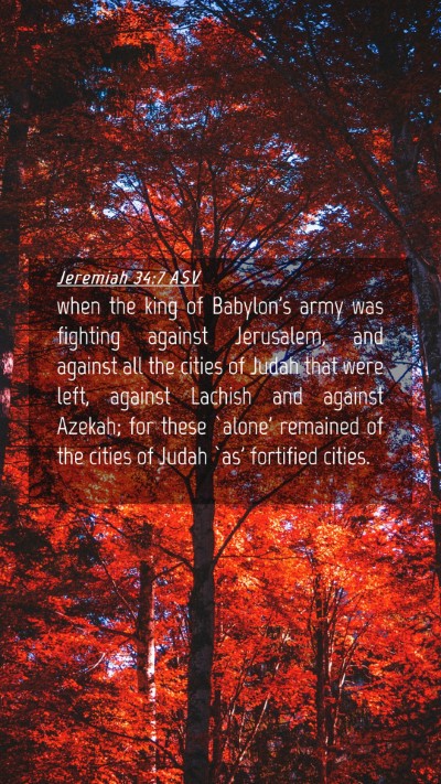 Picture 04 - Jeremiah 34:7 ASV Mobile Phone Wallpaper - when the king of Babylon's army was fighting - Mobile Bible Verse Wallpaper