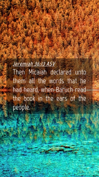 Picture 04 - Jeremiah 36:13 ASV Mobile Phone Wallpaper - Then Micaiah declared unto them all the words - Mobile Bible Verse Wallpaper