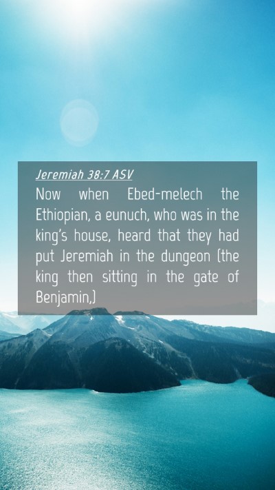 Picture 04 - Jeremiah 38:7 ASV Mobile Phone Wallpaper - Now when Ebed-melech the Ethiopian, a eunuch, who - Mobile Bible Verse Wallpaper