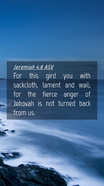 Picture 04 - Jeremiah 4:8 ASV Mobile Phone Wallpaper - For this gird you with sackcloth, lament and - Mobile Bible Verse Wallpaper