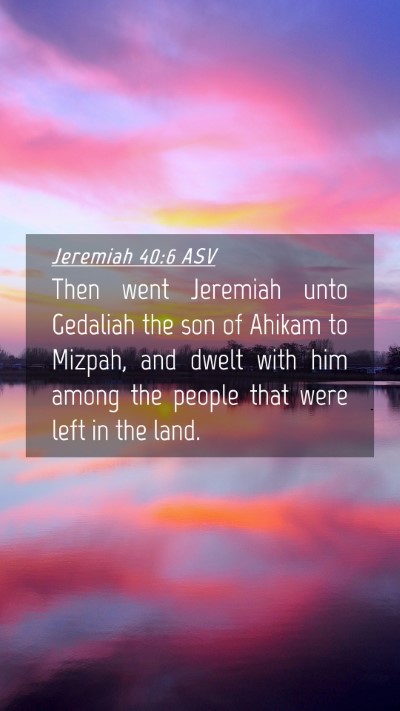 Picture 04 - Jeremiah 40:6 ASV Mobile Phone Wallpaper - Then went Jeremiah unto Gedaliah the son of - Mobile Bible Verse Wallpaper