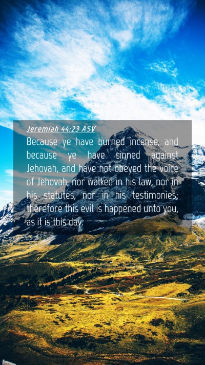 Picture 04 - Jeremiah 44:23 ASV Mobile Phone Wallpaper - Because ye have burned incense, and because ye - Mobile Bible Verse Wallpaper