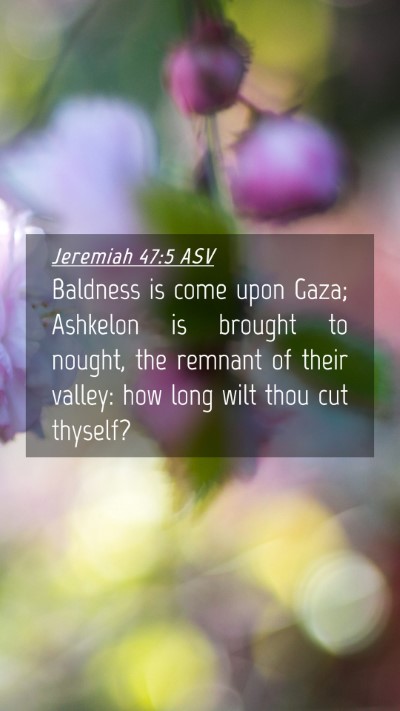 Picture 04 - Jeremiah 47:5 ASV Mobile Phone Wallpaper - Baldness is come upon Gaza; Ashkelon is brought - Mobile Bible Verse Wallpaper