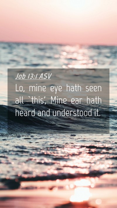 Picture 04 - Job 13:1 ASV Mobile Phone Wallpaper - Lo, mine eye hath seen all `this', Mine ear hath - Mobile Bible Verse Wallpaper