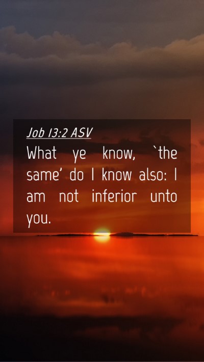 Picture 04 - Job 13:2 ASV Mobile Phone Wallpaper - What ye know, `the same' do I know also: I am not - Mobile Bible Verse Wallpaper