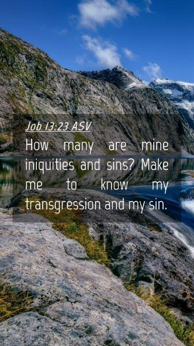 Picture 04 - Job 13:23 ASV Mobile Phone Wallpaper - How many are mine iniquities and sins? Make me to - Mobile Bible Verse Wallpaper