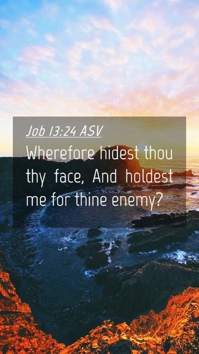 Picture 04 - Job 13:24 ASV Mobile Phone Wallpaper - Wherefore hidest thou thy face, And holdest me - Mobile Bible Verse Wallpaper