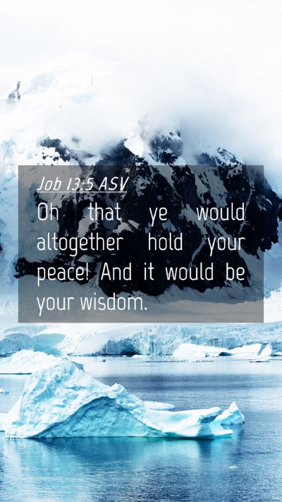 Picture 04 - Job 13:5 ASV Mobile Phone Wallpaper - Oh that ye would altogether hold your peace! And - Mobile Bible Verse Wallpaper