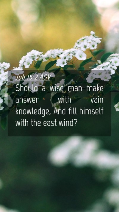 Picture 04 - Job 15:2 ASV Mobile Phone Wallpaper - Should a wise man make answer with vain - Mobile Bible Verse Wallpaper