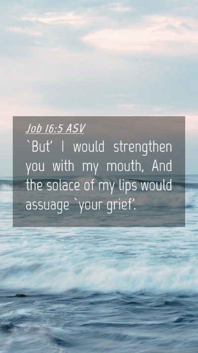 Picture 04 - Job 16:5 ASV Mobile Phone Wallpaper - `But' I would strengthen you with my mouth, And - Mobile Bible Verse Wallpaper