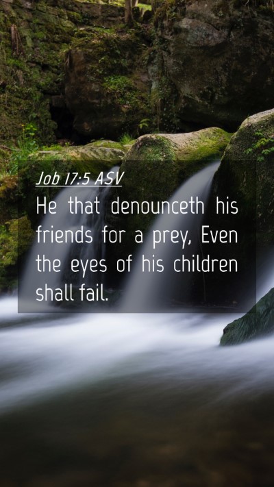 Picture 04 - Job 17:5 ASV Mobile Phone Wallpaper - He that denounceth his friends for a prey, Even - Mobile Bible Verse Wallpaper
