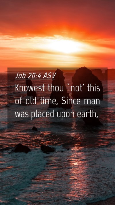Picture 04 - Job 20:4 ASV Mobile Phone Wallpaper - Knowest thou `not' this of old time, Since man - Mobile Bible Verse Wallpaper