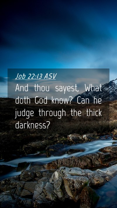 Picture 04 - Job 22:13 ASV Mobile Phone Wallpaper - And thou sayest, What doth God know? Can he judge - Mobile Bible Verse Wallpaper