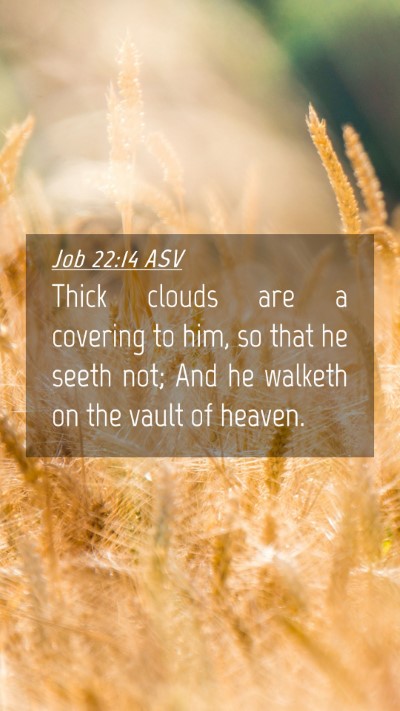 Picture 04 - Job 22:14 ASV Mobile Phone Wallpaper - Thick clouds are a covering to him, so that he - Mobile Bible Verse Wallpaper