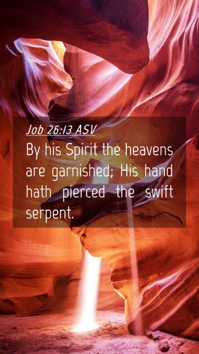 Picture 04 - Job 26:13 ASV Mobile Phone Wallpaper - By his Spirit the heavens are garnished; His hand - Mobile Bible Verse Wallpaper