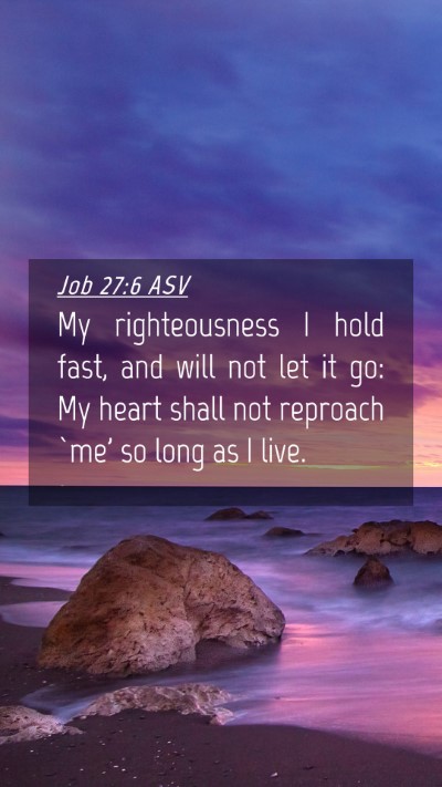 Picture 04 - Job 27:6 ASV Mobile Phone Wallpaper - My righteousness I hold fast, and will not let it - Mobile Bible Verse Wallpaper