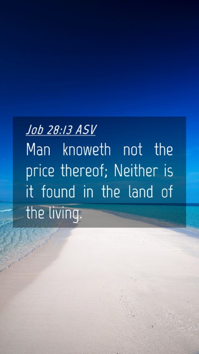 Picture 04 - Job 28:13 ASV Mobile Phone Wallpaper - Man knoweth not the price thereof; Neither is it - Mobile Bible Verse Wallpaper