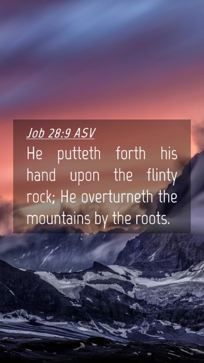 Picture 04 - Job 28:9 ASV Mobile Phone Wallpaper - He putteth forth his hand upon the flinty rock; - Mobile Bible Verse Wallpaper