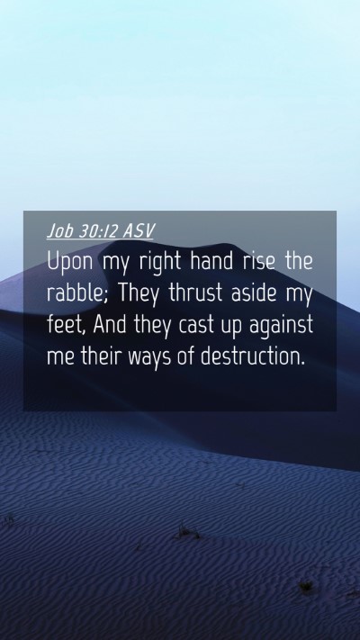 Picture 04 - Job 30:12 ASV Mobile Phone Wallpaper - Upon my right hand rise the rabble; They thrust - Mobile Bible Verse Wallpaper