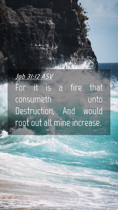 Picture 04 - Job 31:12 ASV Mobile Phone Wallpaper - For it is a fire that consumeth unto Destruction, - Mobile Bible Verse Wallpaper