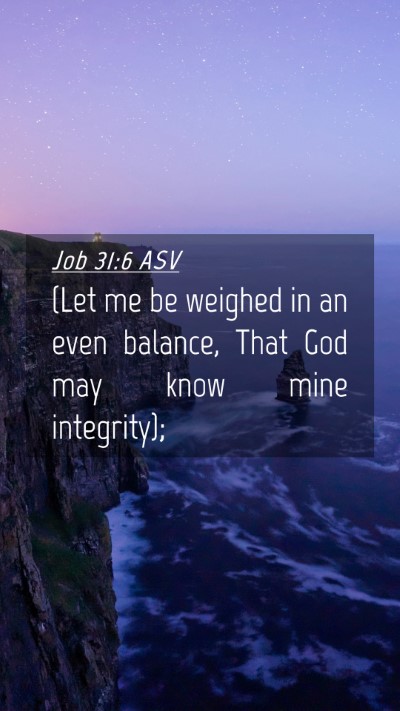 Picture 04 - Job 31:6 ASV Mobile Phone Wallpaper - (Let me be weighed in an even balance, That God - Mobile Bible Verse Wallpaper