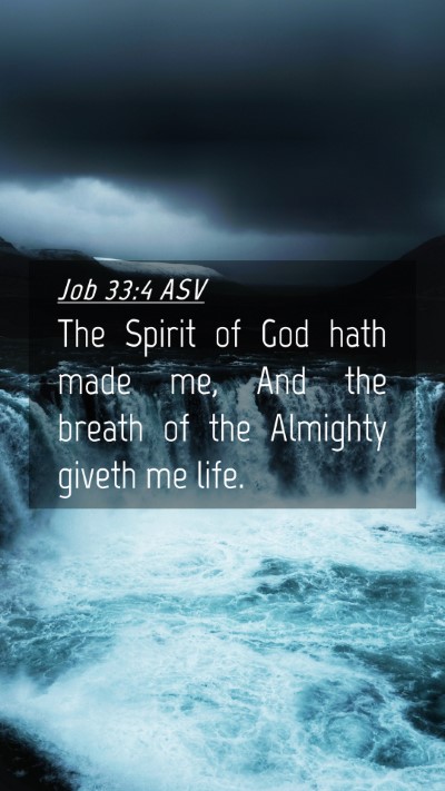 Picture 04 - Job 33:4 ASV Mobile Phone Wallpaper - The Spirit of God hath made me, And the breath of - Mobile Bible Verse Wallpaper
