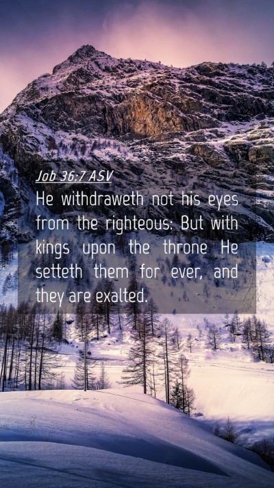 Picture 04 - Job 36:7 ASV Mobile Phone Wallpaper - He withdraweth not his eyes from the righteous: - Mobile Bible Verse Wallpaper