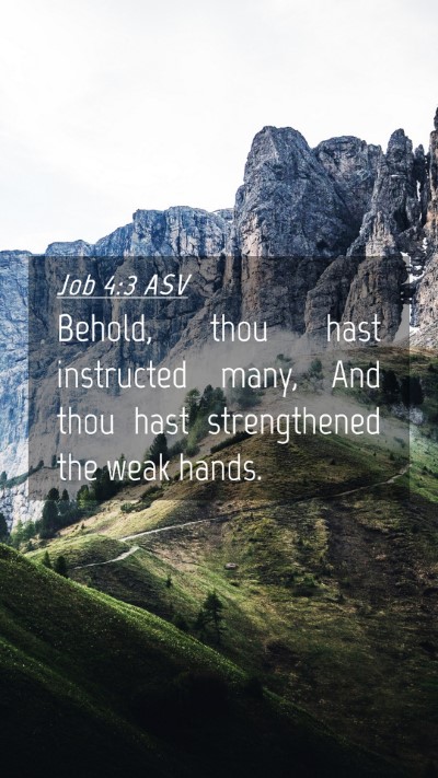 Picture 04 - Job 4:3 ASV Mobile Phone Wallpaper - Behold, thou hast instructed many, And thou hast - Mobile Bible Verse Wallpaper