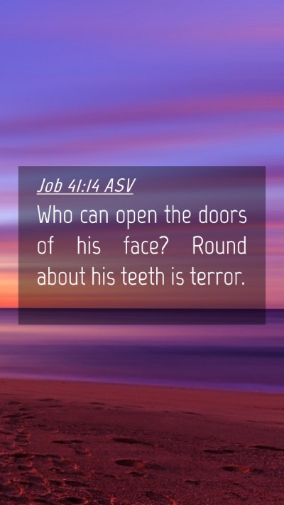 Picture 04 - Job 41:14 ASV Mobile Phone Wallpaper - Who can open the doors of his face? Round about - Mobile Bible Verse Wallpaper