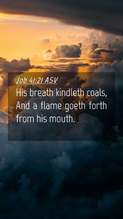 Picture 04 - Job 41:21 ASV Mobile Phone Wallpaper - His breath kindleth coals, And a flame goeth - Mobile Bible Verse Wallpaper