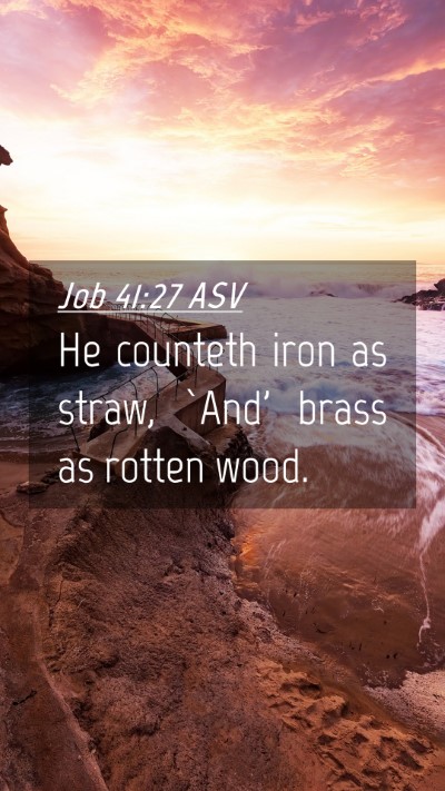 Picture 04 - Job 41:27 ASV Mobile Phone Wallpaper - He counteth iron as straw, `And' brass as rotten - Mobile Bible Verse Wallpaper
