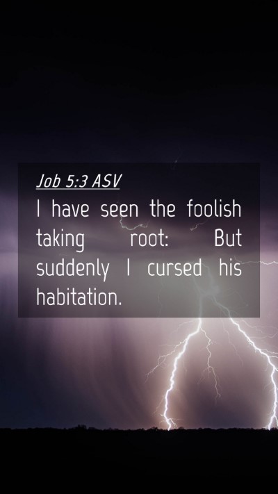 Picture 04 - Job 5:3 ASV Mobile Phone Wallpaper - I have seen the foolish taking root: But suddenly - Mobile Bible Verse Wallpaper