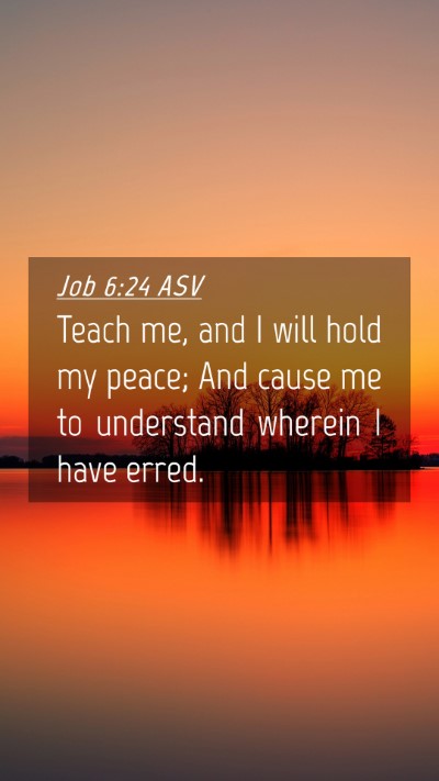 Picture 04 - Job 6:24 ASV Mobile Phone Wallpaper - Teach me, and I will hold my peace; And cause me - Mobile Bible Verse Wallpaper