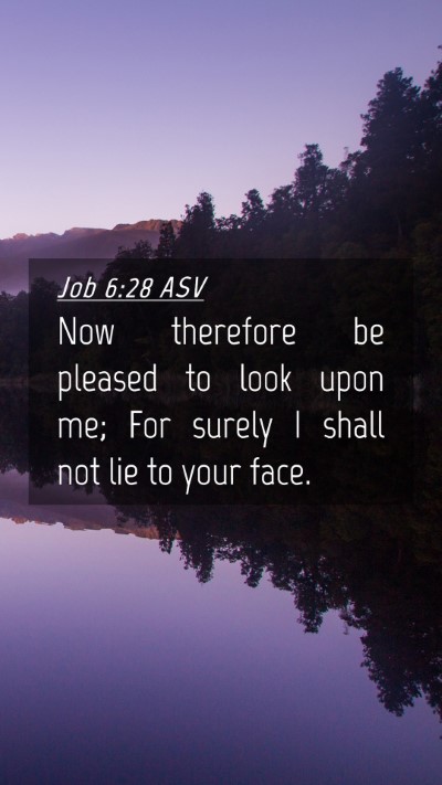 Picture 04 - Job 6:28 ASV Mobile Phone Wallpaper - Now therefore be pleased to look upon me; For - Mobile Bible Verse Wallpaper