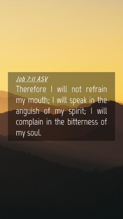 Picture 04 - Job 7:11 ASV Mobile Phone Wallpaper - Therefore I will not refrain my mouth; I will - Mobile Bible Verse Wallpaper