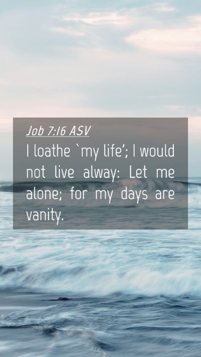 Picture 04 - Job 7:16 ASV Mobile Phone Wallpaper - I loathe `my life'; I would not live alway: Let - Mobile Bible Verse Wallpaper