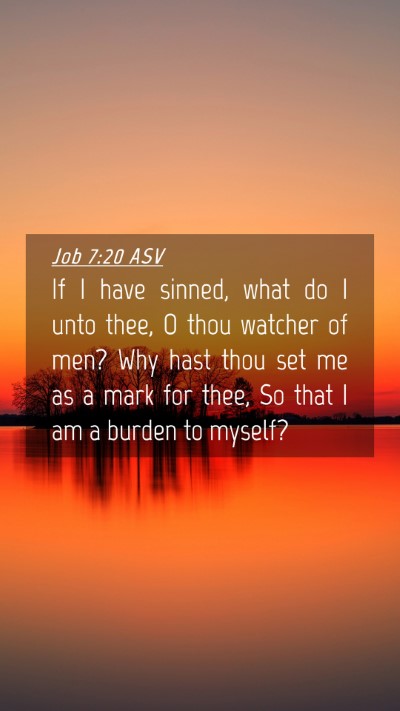Picture 04 - Job 7:20 ASV Mobile Phone Wallpaper - If I have sinned, what do I unto thee, O thou - Mobile Bible Verse Wallpaper