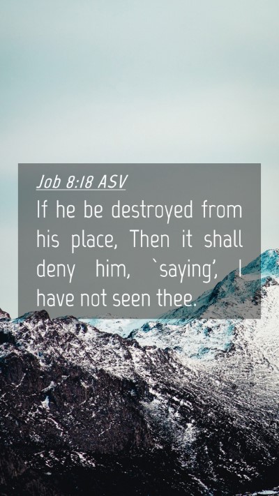 Picture 04 - Job 8:18 ASV Mobile Phone Wallpaper - If he be destroyed from his place, Then it shall - Mobile Bible Verse Wallpaper