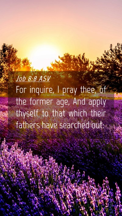 Picture 04 - Job 8:8 ASV Mobile Phone Wallpaper - For inquire, I pray thee, of the former age, And - Mobile Bible Verse Wallpaper