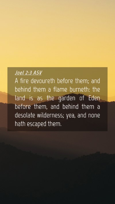 Picture 04 - Joel 2:3 ASV Mobile Phone Wallpaper - A fire devoureth before them; and behind them a - Mobile Bible Verse Wallpaper