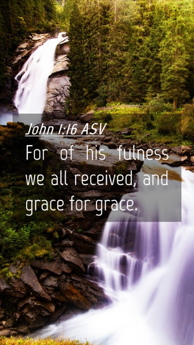 Picture 04 - John 1:16 ASV Mobile Phone Wallpaper - For of his fulness we all received, and grace for - Mobile Bible Verse Wallpaper