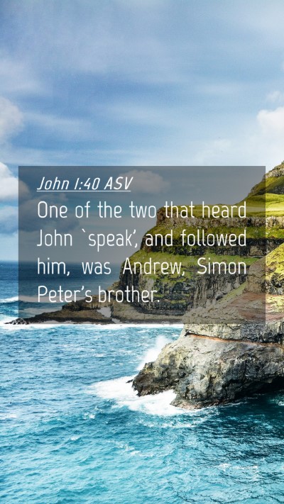 Picture 04 - John 1:40 ASV Mobile Phone Wallpaper - One of the two that heard John `speak', and - Mobile Bible Verse Wallpaper