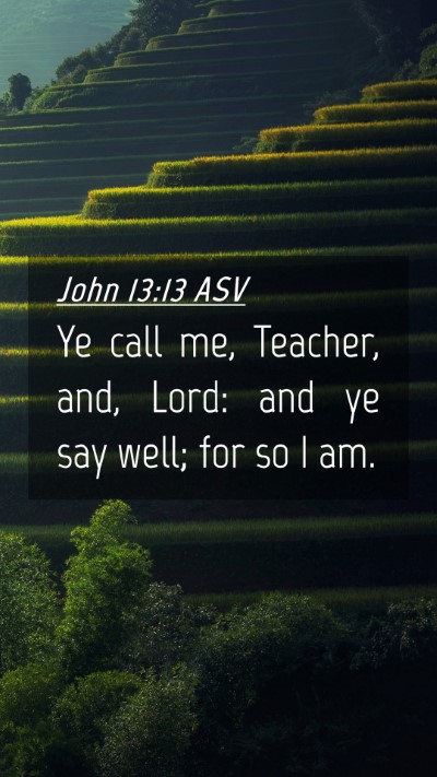 Picture 04 - John 13:13 ASV Mobile Phone Wallpaper - Ye call me, Teacher, and, Lord: and ye say well; - Mobile Bible Verse Wallpaper