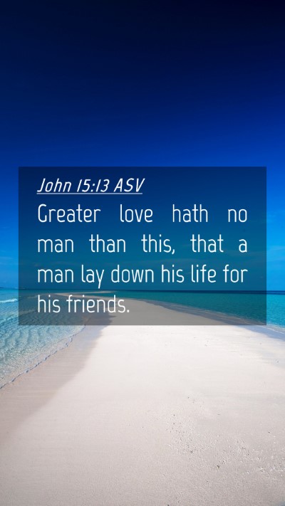 Picture 04 - John 15:13 ASV Mobile Phone Wallpaper - Greater love hath no man than this, that a man - Mobile Bible Verse Wallpaper