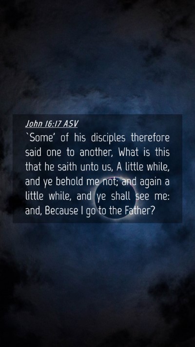 Picture 04 - John 16:17 ASV Mobile Phone Wallpaper - `Some' of his disciples therefore said one to - Mobile Bible Verse Wallpaper