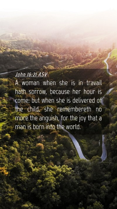 Picture 04 - John 16:21 ASV Mobile Phone Wallpaper - A woman when she is in travail hath sorrow, - Mobile Bible Verse Wallpaper