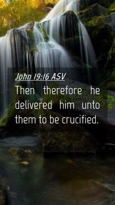 Picture 04 - John 19:16 ASV Mobile Phone Wallpaper - Then therefore he delivered him unto them to be - Mobile Bible Verse Wallpaper