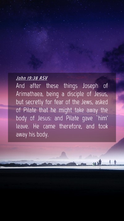Picture 04 - John 19:38 ASV Mobile Phone Wallpaper - And after these things Joseph of Arimathaea, - Mobile Bible Verse Wallpaper