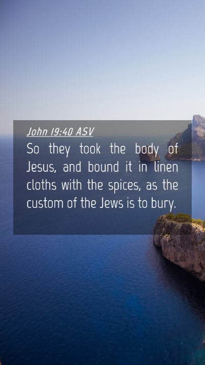 Picture 04 - John 19:40 ASV Mobile Phone Wallpaper - So they took the body of Jesus, and bound it in - Mobile Bible Verse Wallpaper